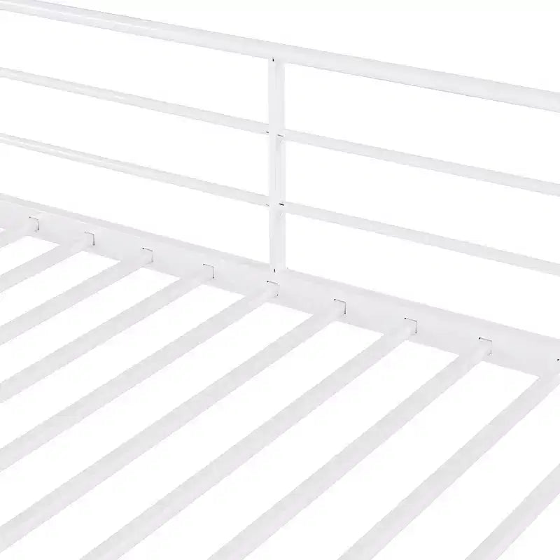 Twin Size Metal Loft Bed with Storage Shelf and Staircase