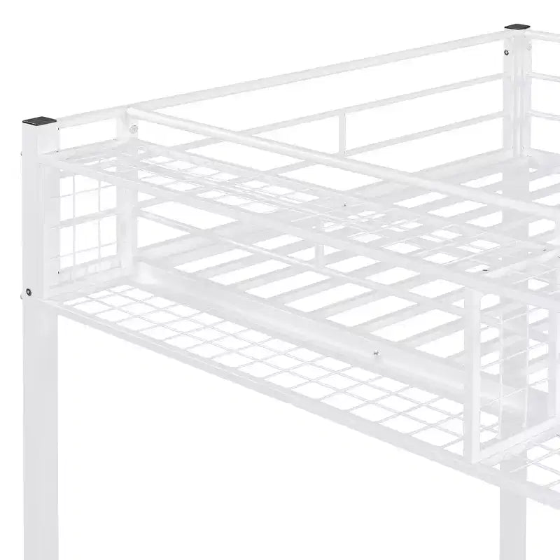Twin Size Metal Loft Bed with Storage Shelf and Staircase