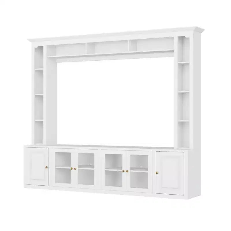 Modern Entertainment Center Wall Unit with Bookshelves and Adjustable Shelves