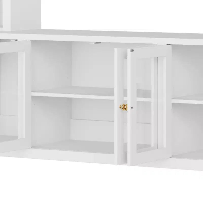 Modern Entertainment Center Wall Unit with Bookshelves and Adjustable Shelves
