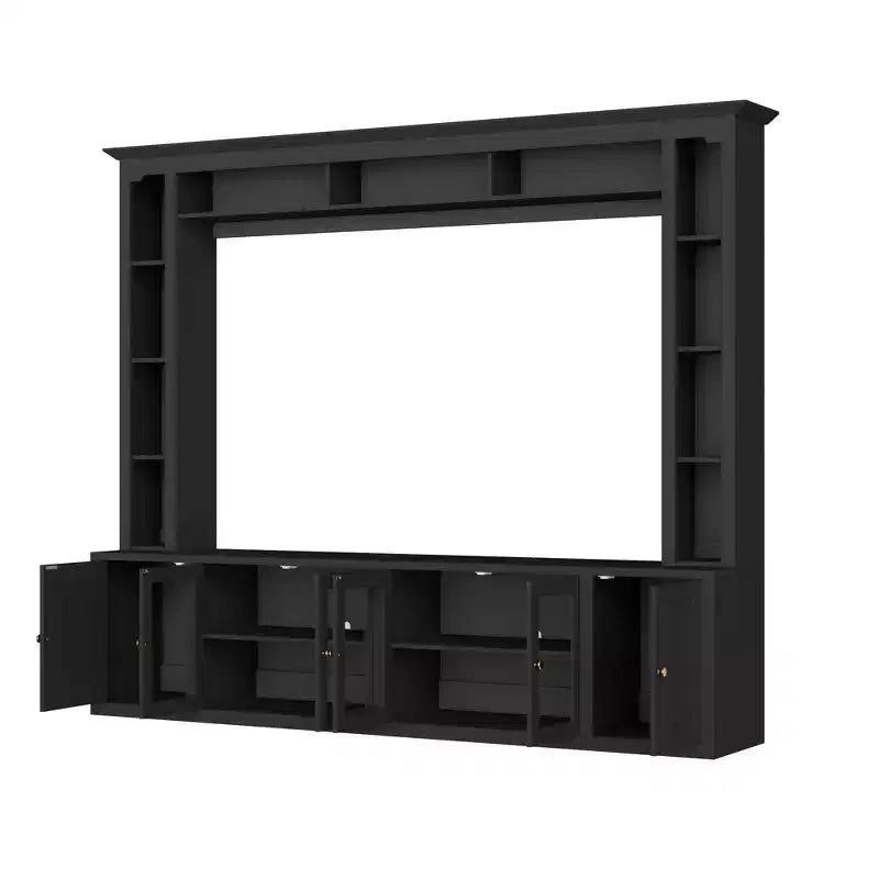 Modern Entertainment Center Wall Unit with Bookshelves and Adjustable Shelves