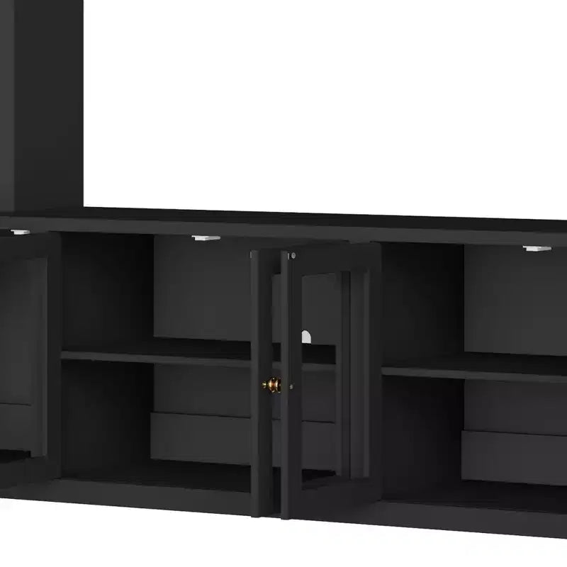Modern Entertainment Center Wall Unit with Bookshelves and Adjustable Shelves