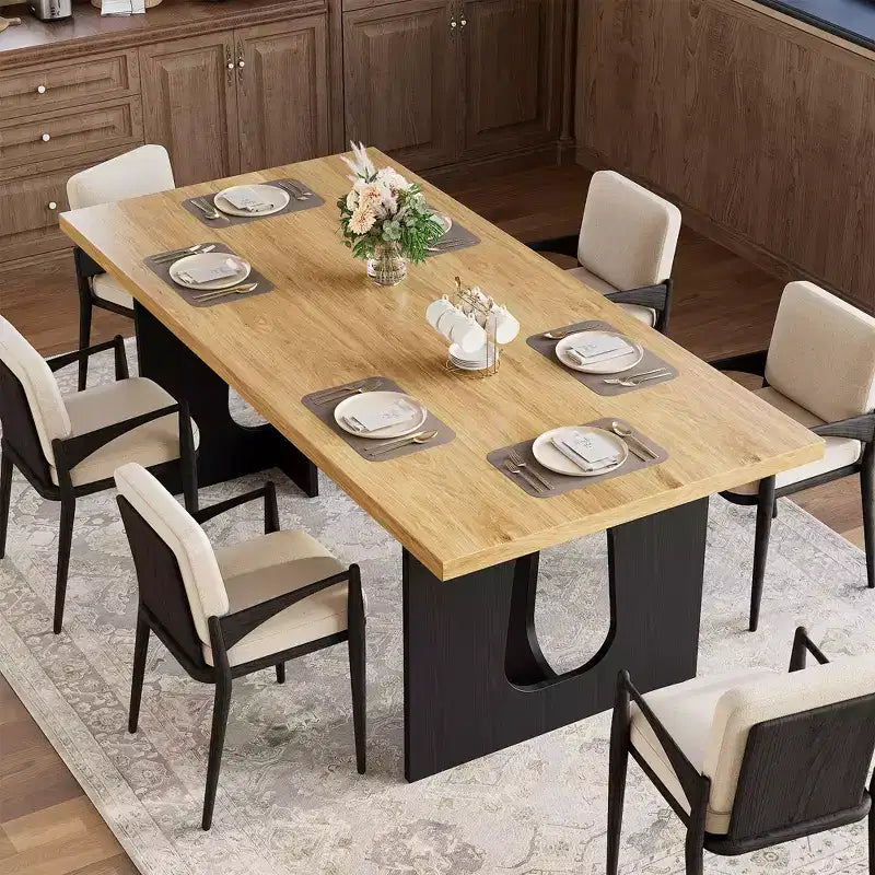 Long Dining Table for 6-10 People - Modern Rectangular Kitchen & Conference Table