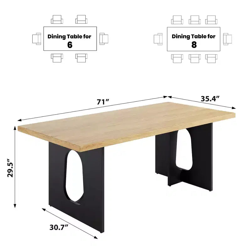 Long Dining Table for 6-10 People - Modern Rectangular Kitchen & Conference Table