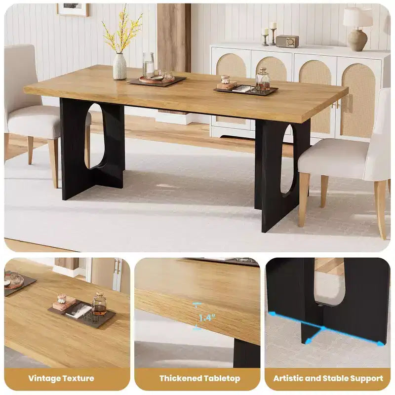 Long Dining Table for 6-10 People - Modern Rectangular Kitchen & Conference Table