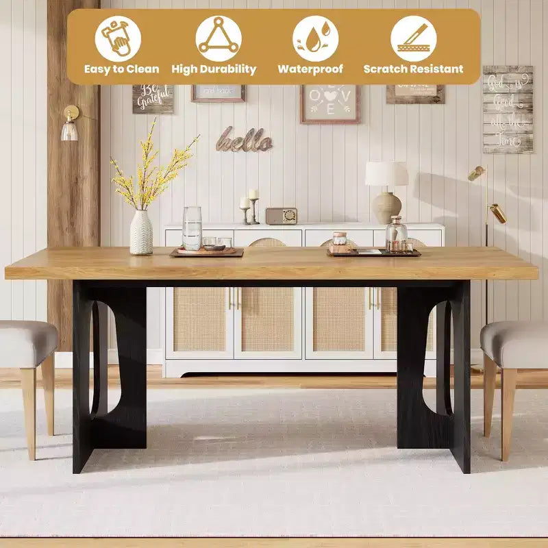 Long Dining Table for 6-10 People - Modern Rectangular Kitchen & Conference Table