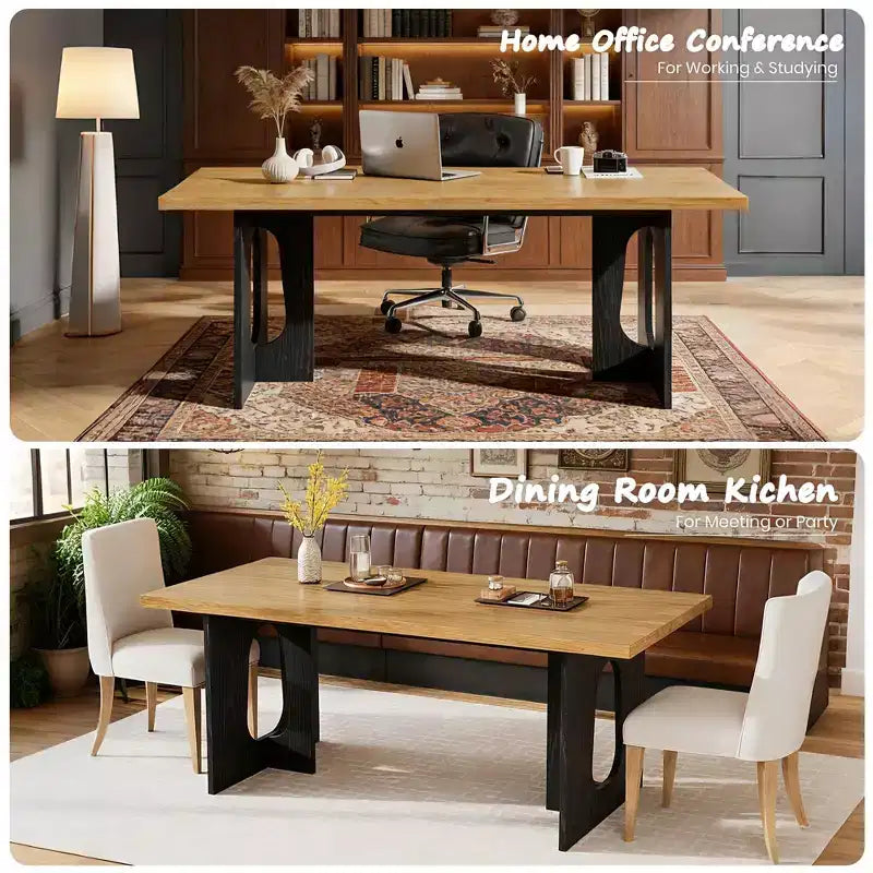 Long Dining Table for 6-10 People - Modern Rectangular Kitchen & Conference Table