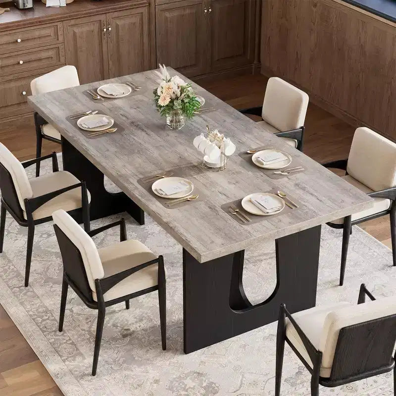 Long Dining Table for 6-10 People - Modern Rectangular Kitchen & Conference Table
