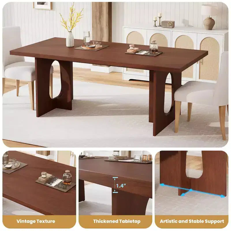 Long Dining Table for 6-10 People - Modern Rectangular Kitchen & Conference Table