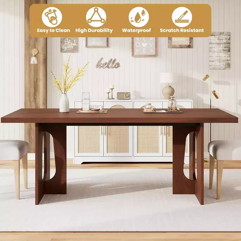 Long Dining Table for 6-10 People - Modern Rectangular Kitchen & Conference Table