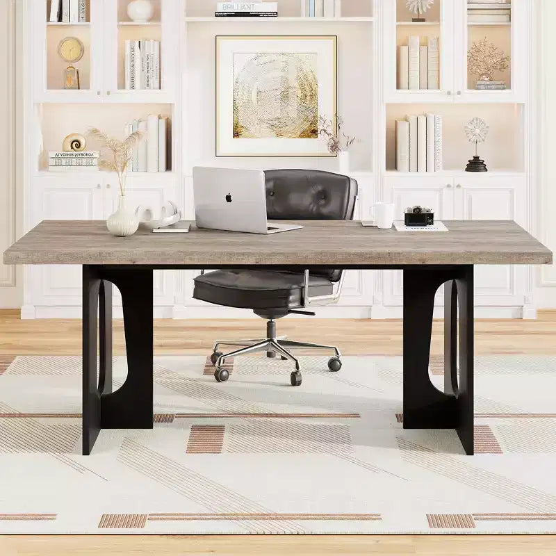 Long Dining Table for 6-10 People - Modern Rectangular Kitchen & Conference Table