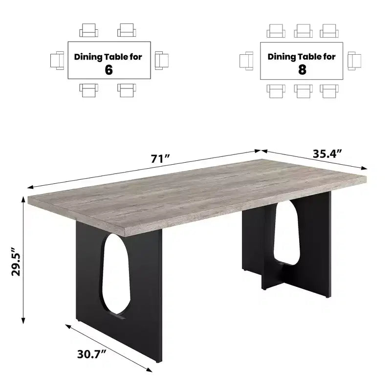 Long Dining Table for 6-10 People - Modern Rectangular Kitchen & Conference Table