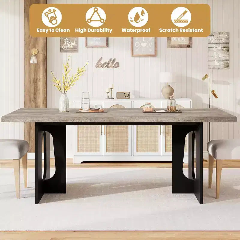 Long Dining Table for 6-10 People - Modern Rectangular Kitchen & Conference Table
