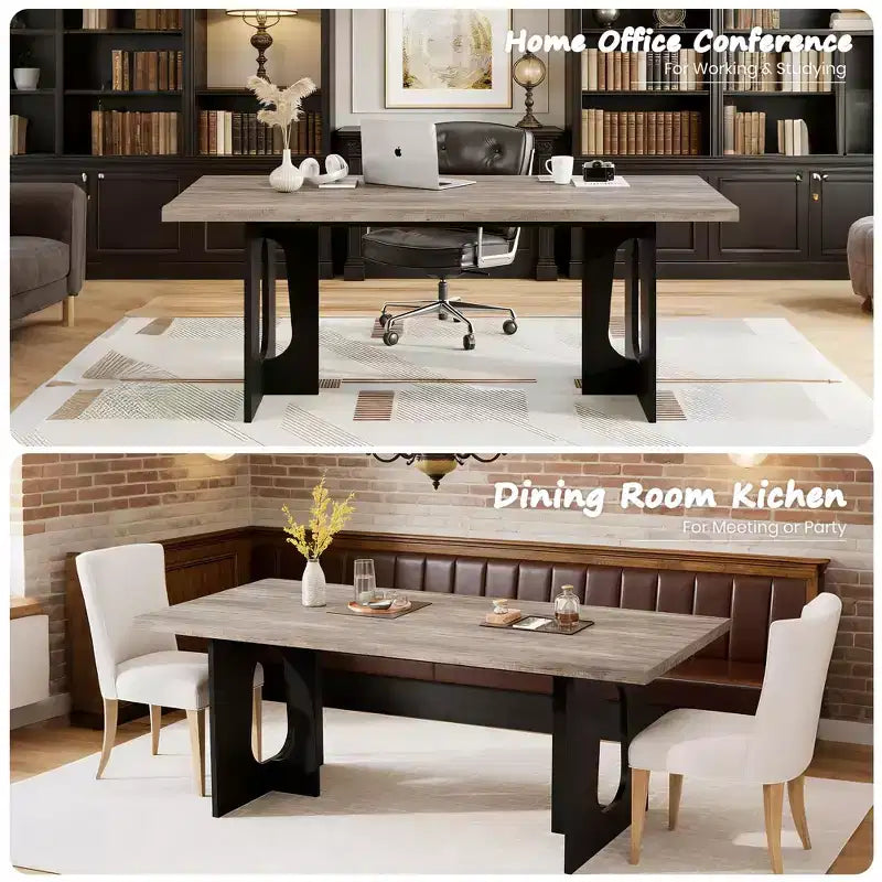Long Dining Table for 6-10 People - Modern Rectangular Kitchen & Conference Table