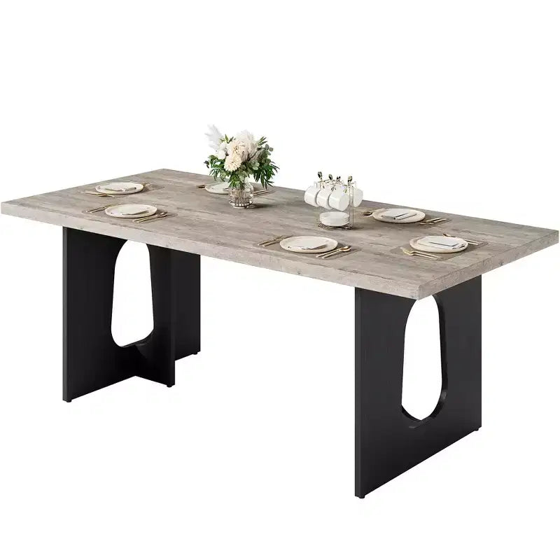 Long Dining Table for 6-10 People - Kitchen Table, Modern Rectangular Dinner Table for Kitchen, Conference Room, Home