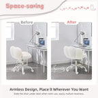 Chaise de bureau patte de chat - Chaise de bureau mignonne sans accoudoirs avec roulettes, chaise d'ordinateur en tissu peluche rotative à 360° pour chambre d'enfant, bureau et chambre à coucher