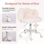 Chaise de bureau patte de chat - Chaise de bureau mignonne sans accoudoirs avec roulettes, chaise d'ordinateur en tissu peluche rotative à 360° pour chambre d'enfant, bureau et chambre à coucher
