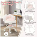 Chaise de bureau patte de chat - Chaise de bureau mignonne sans accoudoirs avec roulettes, chaise d'ordinateur en tissu peluche rotative à 360° pour chambre d'enfant, bureau et chambre à coucher