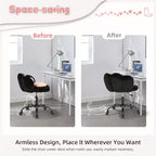Chaise de bureau patte de chat - Chaise de bureau mignonne sans accoudoirs avec roulettes, chaise d'ordinateur en tissu peluche rotative à 360° pour chambre d'enfant, bureau et chambre à coucher