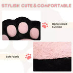 Chaise de bureau patte de chat - Chaise de bureau mignonne sans accoudoirs avec roulettes, chaise d'ordinateur en tissu peluche rotative à 360° pour chambre d'enfant, bureau et chambre à coucher