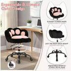 Chaise de bureau patte de chat - Chaise de bureau mignonne sans accoudoirs avec roulettes, chaise d'ordinateur en tissu peluche rotative à 360° pour chambre d'enfant, bureau et chambre à coucher