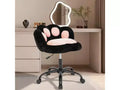 GustoWave Cat Paw Vanity Chair - Cute Armless Desk Chair with Wheels, 360 Rotating Teddy Fabric Computer Chair for Kids Room, Office & Bedroom
