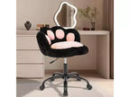 GustoWave Cat Paw Vanity Chair - Cute Armless Desk Chair with Wheels, 360 Rotating Teddy Fabric Computer Chair for Kids Room, Office & Bedroom