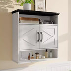 Armoire murale de salle de bain de 23,6 pouces avec portes coulissantes de style grange et étagères réglables – Rangement mural
