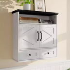 Armoire murale de salle de bain de 23,6 pouces avec portes coulissantes de style grange et étagères réglables – Rangement mural