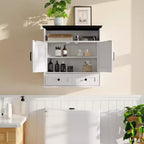 Armoire murale de salle de bain de 23,6 pouces avec portes coulissantes de style grange et étagères réglables – Rangement mural