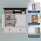 Armoire murale de salle de bain de 23,6 pouces avec portes coulissantes de style grange et étagères réglables – Rangement mural