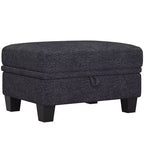 29 Gray and Black Chenille Storage Ottoman