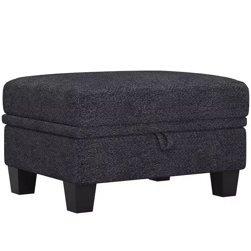29 Gray and Black Chenille Storage Ottoman