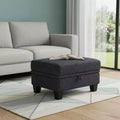 29 Gray and Black Chenille Storage Ottoman