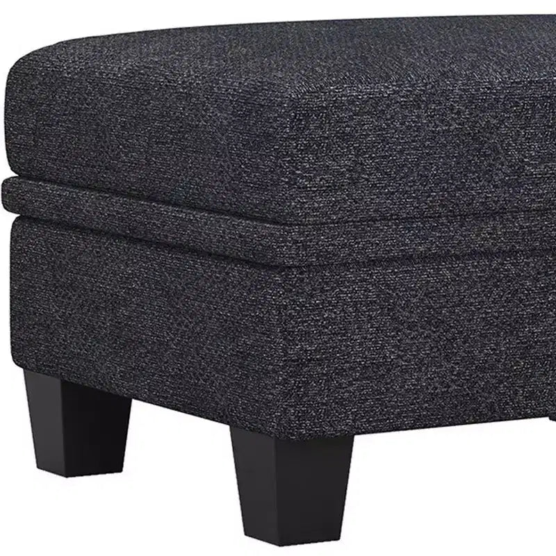 29 Gray and Black Chenille Storage Ottoman