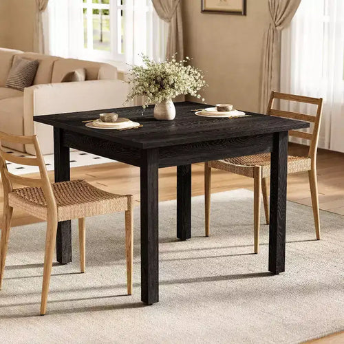 Lantine 39-inch Square Black Wooden Dining Table, Seats 4, Modern Style for Kitchen, Living Room.