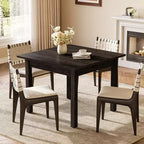 Table à manger carrée en bois noir de 99 cm, 4 places, style moderne pour cuisine et salon