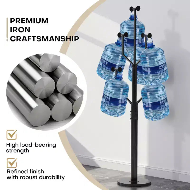 Metal Freestanding Coat Rack with 10 Hooks and Sturdy Marble Round Base, Heavy-Duty Hall Tree for Hats & Bags, Entryway Storage Stand