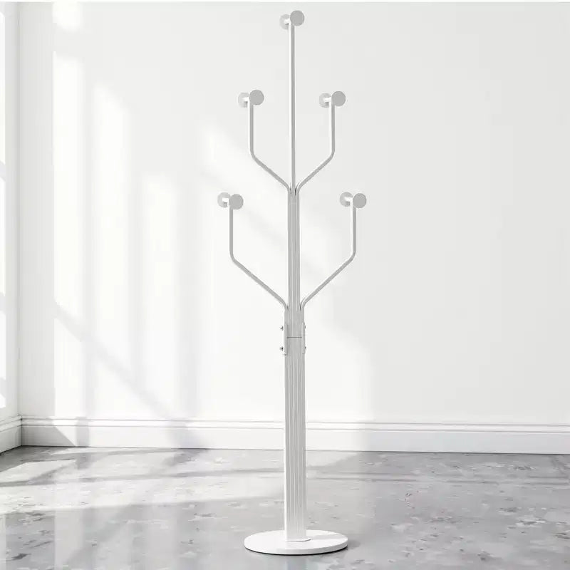 Metal Freestanding Coat Rack with 10 Hooks and Sturdy Marble Round Base, Heavy-Duty Hall Tree for Hats & Bags, Entryway Storage Stand