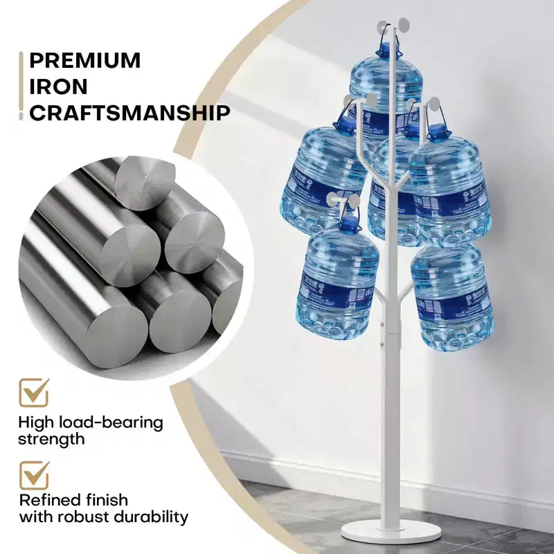 Metal Freestanding Coat Rack with 10 Hooks and Sturdy Marble Round Base, Heavy-Duty Hall Tree for Hats & Bags, Entryway Storage Stand
