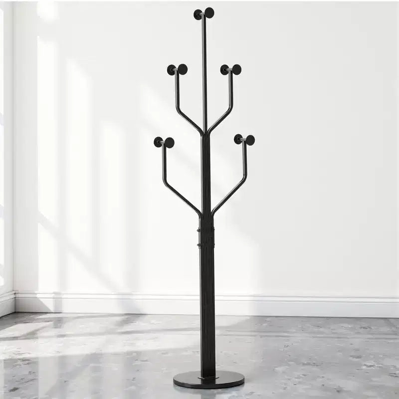 Metal Freestanding Coat Rack with 10 Hooks and Sturdy Marble Round Base, Heavy-Duty Hall Tree for Hats & Bags, Entryway Storage Stand