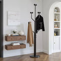 Bekrvio Metal Freestanding Coat Rack with 10 Hooks and Sturdy Marble Round Base, Heavy-Duty Hall Tree for Hats & Bags, Entryway Storage Stand