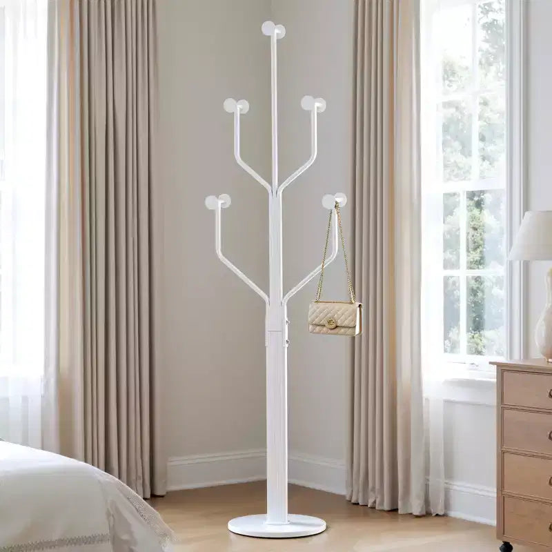 Metal Freestanding Coat Rack with 10 Hooks and Sturdy Marble Round Base, Heavy-Duty Hall Tree for Hats & Bags, Entryway Storage Stand