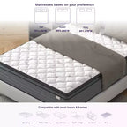Matelas hybride à plateau-coussin de 14 pouces, gris+blanc