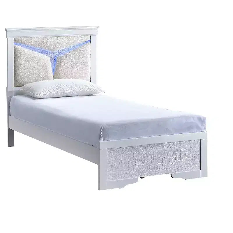 Twin Panel Bed with LED Lighted Headboard