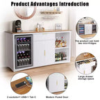 Long meuble bar café avec espace réfrigérateur, 70,1" Meuble à vin moderne
