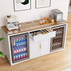 Long meuble bar café avec espace réfrigérateur, 70,1" Meuble à vin moderne