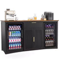 GDLF Long Coffee Bar Cabinet with Fridge Space, 70.1 Modern Wine Liquor Cabinet