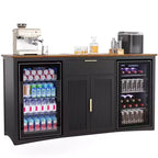 GDLF Long Coffee Bar Cabinet with Fridge Space, 70.1 Modern Wine Liquor Cabinet