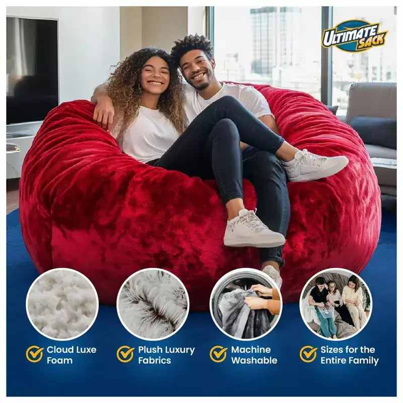 Bean Bag Chair Oversized Indoor Comfy Loveseat, Lime Fur